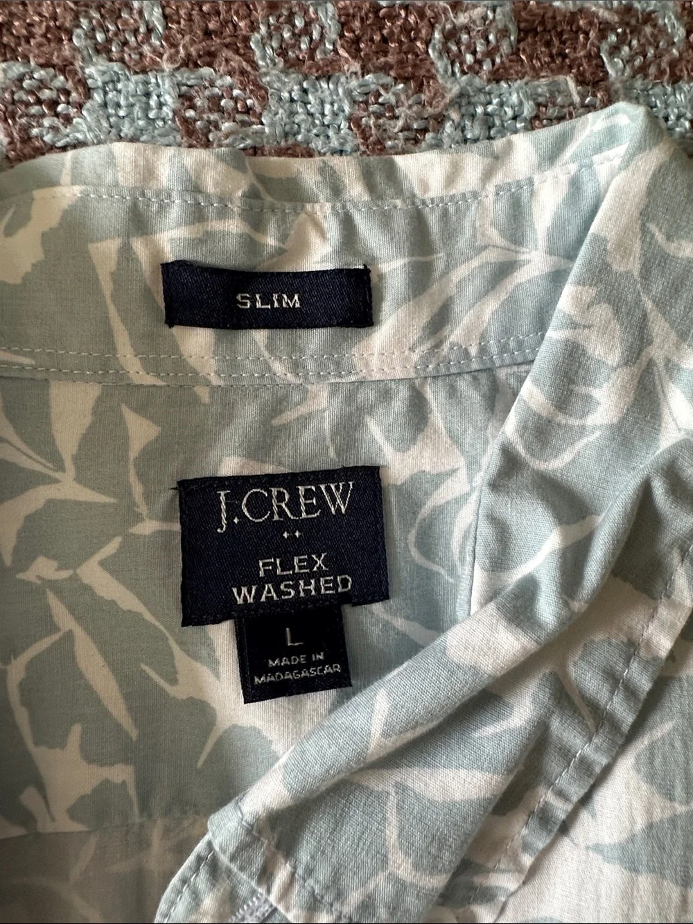J. Crew Light Blue & White Short-Sleeve Button-Down Shirt